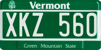 VT license plate XKZ560