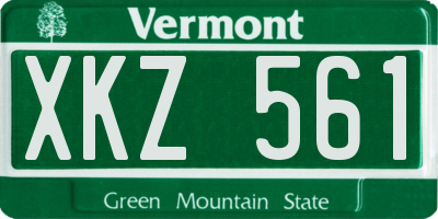VT license plate XKZ561