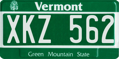 VT license plate XKZ562