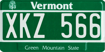 VT license plate XKZ566