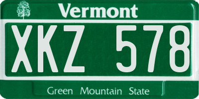VT license plate XKZ578