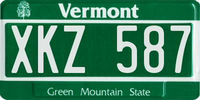 VT license plate XKZ587
