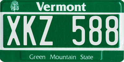 VT license plate XKZ588