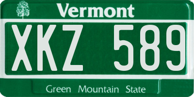 VT license plate XKZ589