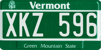 VT license plate XKZ596