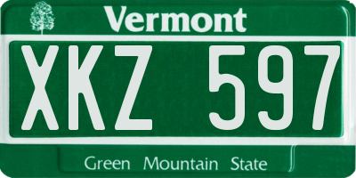 VT license plate XKZ597