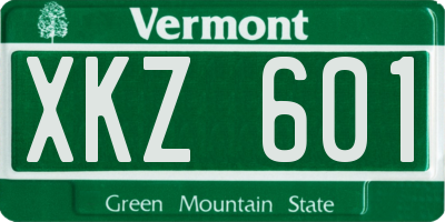 VT license plate XKZ601