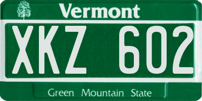 VT license plate XKZ602