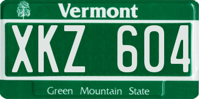 VT license plate XKZ604