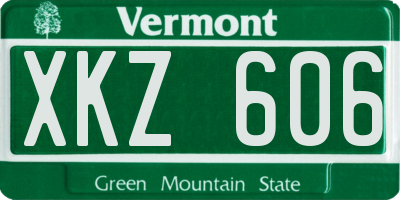VT license plate XKZ606
