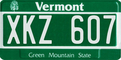 VT license plate XKZ607