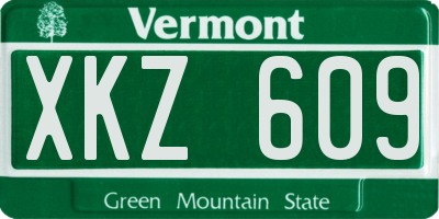 VT license plate XKZ609