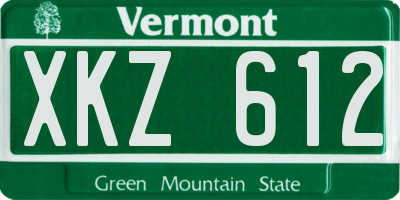 VT license plate XKZ612