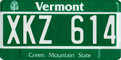 VT license plate XKZ614