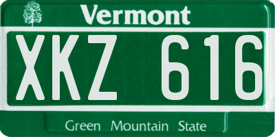 VT license plate XKZ616
