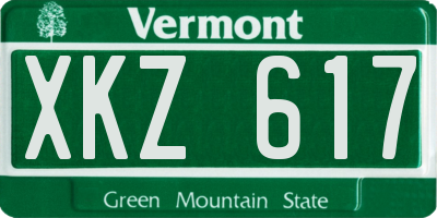 VT license plate XKZ617