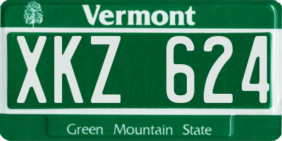 VT license plate XKZ624