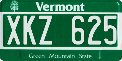 VT license plate XKZ625