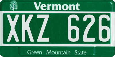 VT license plate XKZ626
