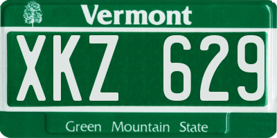 VT license plate XKZ629