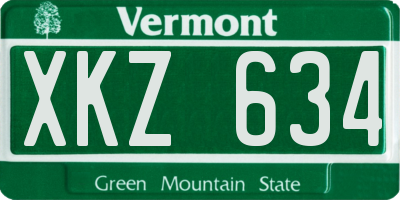 VT license plate XKZ634