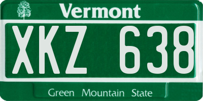 VT license plate XKZ638