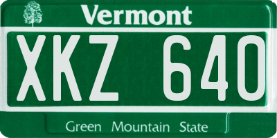 VT license plate XKZ640