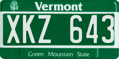 VT license plate XKZ643