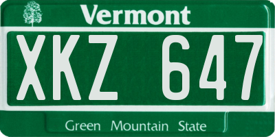 VT license plate XKZ647