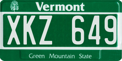 VT license plate XKZ649