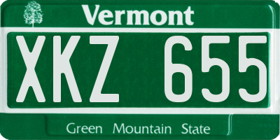 VT license plate XKZ655