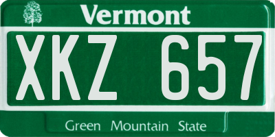 VT license plate XKZ657