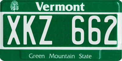 VT license plate XKZ662