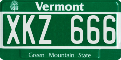 VT license plate XKZ666