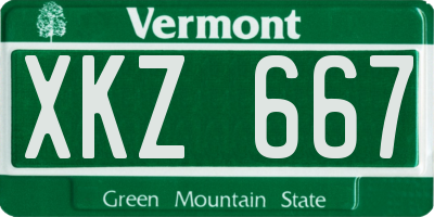 VT license plate XKZ667