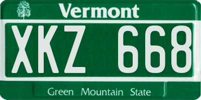 VT license plate XKZ668
