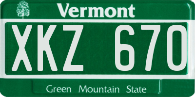 VT license plate XKZ670
