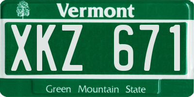 VT license plate XKZ671