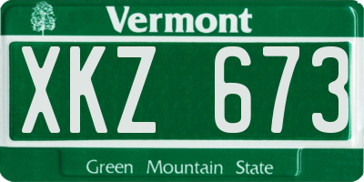 VT license plate XKZ673