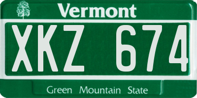 VT license plate XKZ674