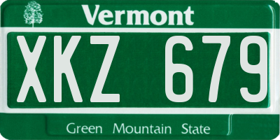 VT license plate XKZ679