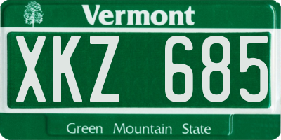 VT license plate XKZ685