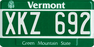 VT license plate XKZ692