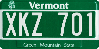 VT license plate XKZ701