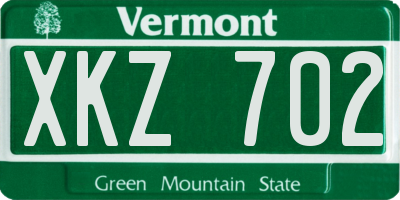 VT license plate XKZ702