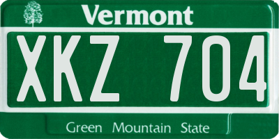 VT license plate XKZ704