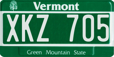 VT license plate XKZ705