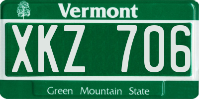 VT license plate XKZ706