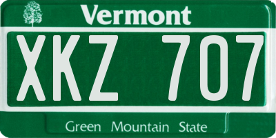 VT license plate XKZ707