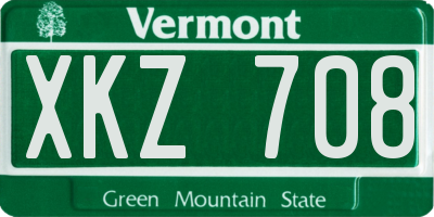 VT license plate XKZ708